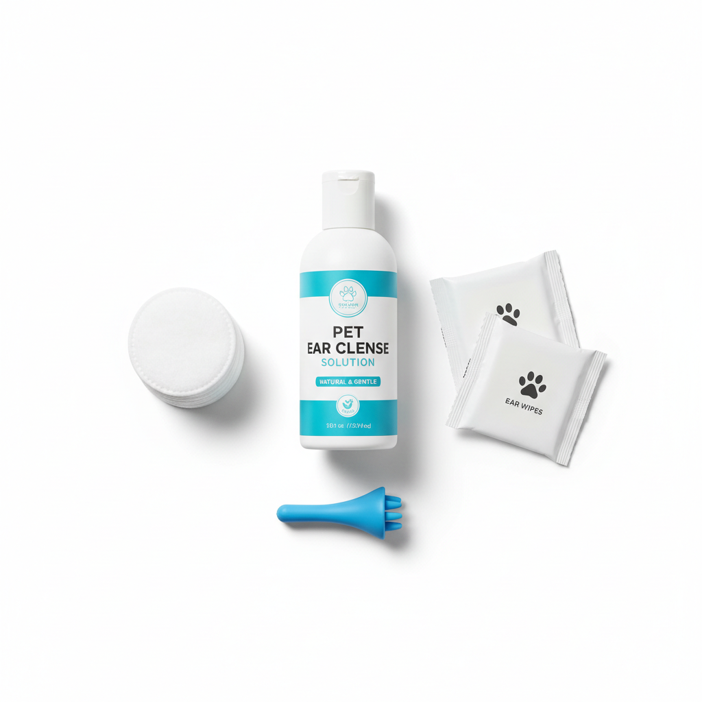 Pet Ear Cleaning Kit Flat Lay