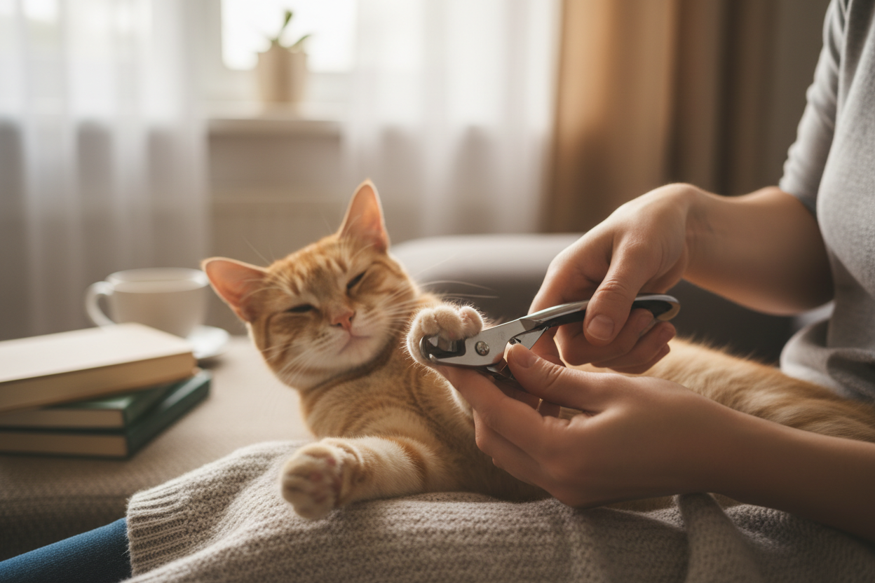 Owner Trimming Cat Nails