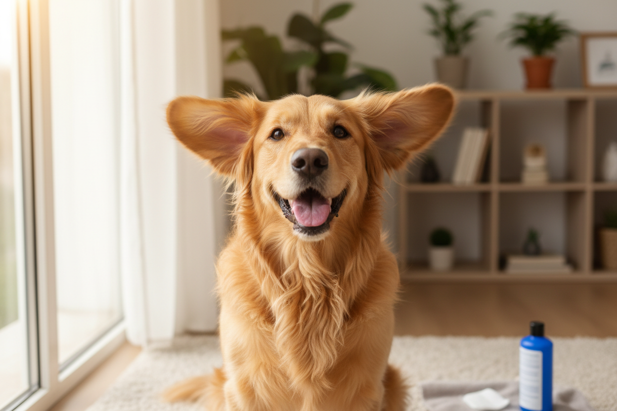 Happy Dog with Clean Healthy Ears