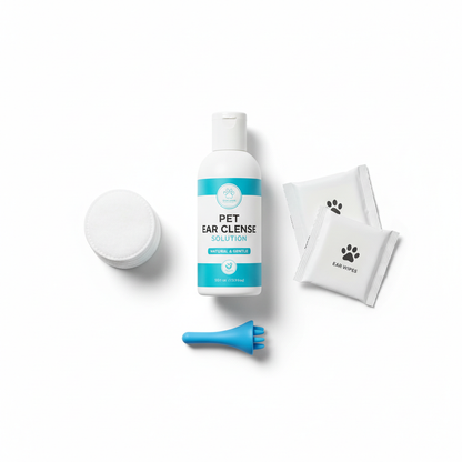 Pet Ear Cleaning Kit Flat Lay