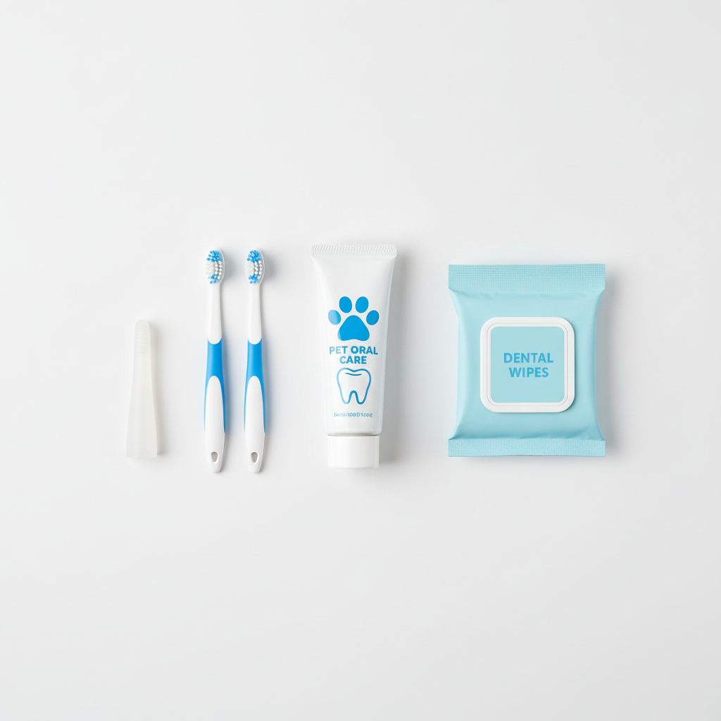 Complete Pet Dental Care Kit Flat Lay